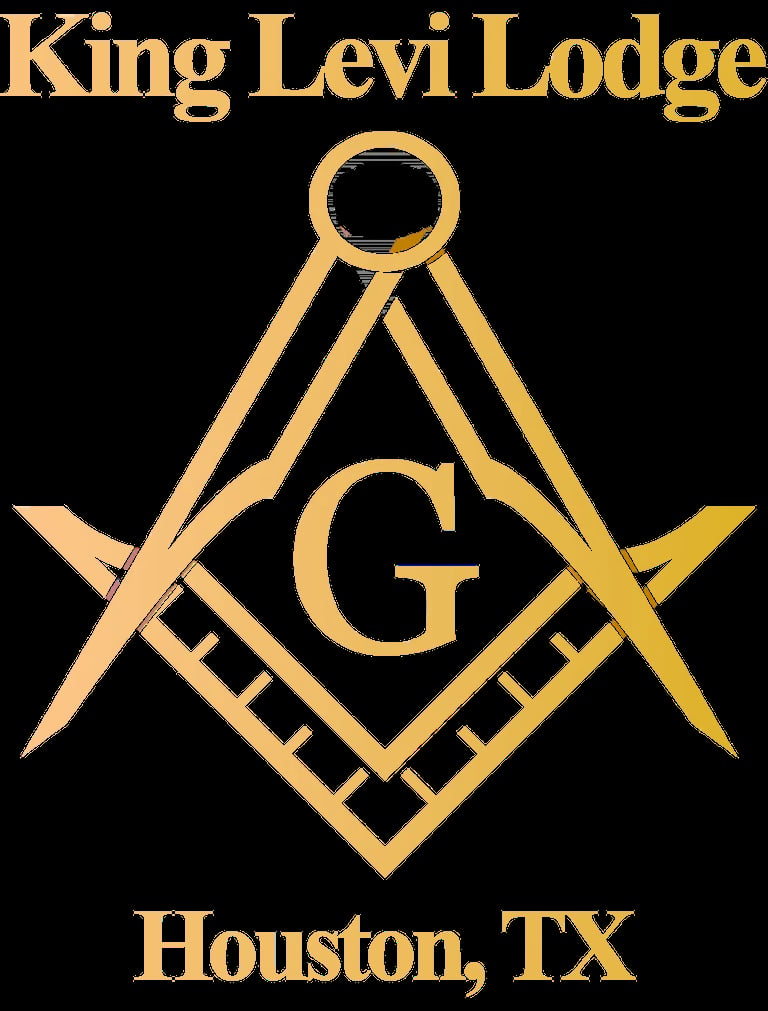 King Levi Lodge Masonic symbol with square and compass emblem in gold, Houston, TX