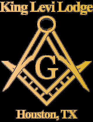King Levi Lodge Masonic emblem in gold with square and compass symbol, located in Houston, TX